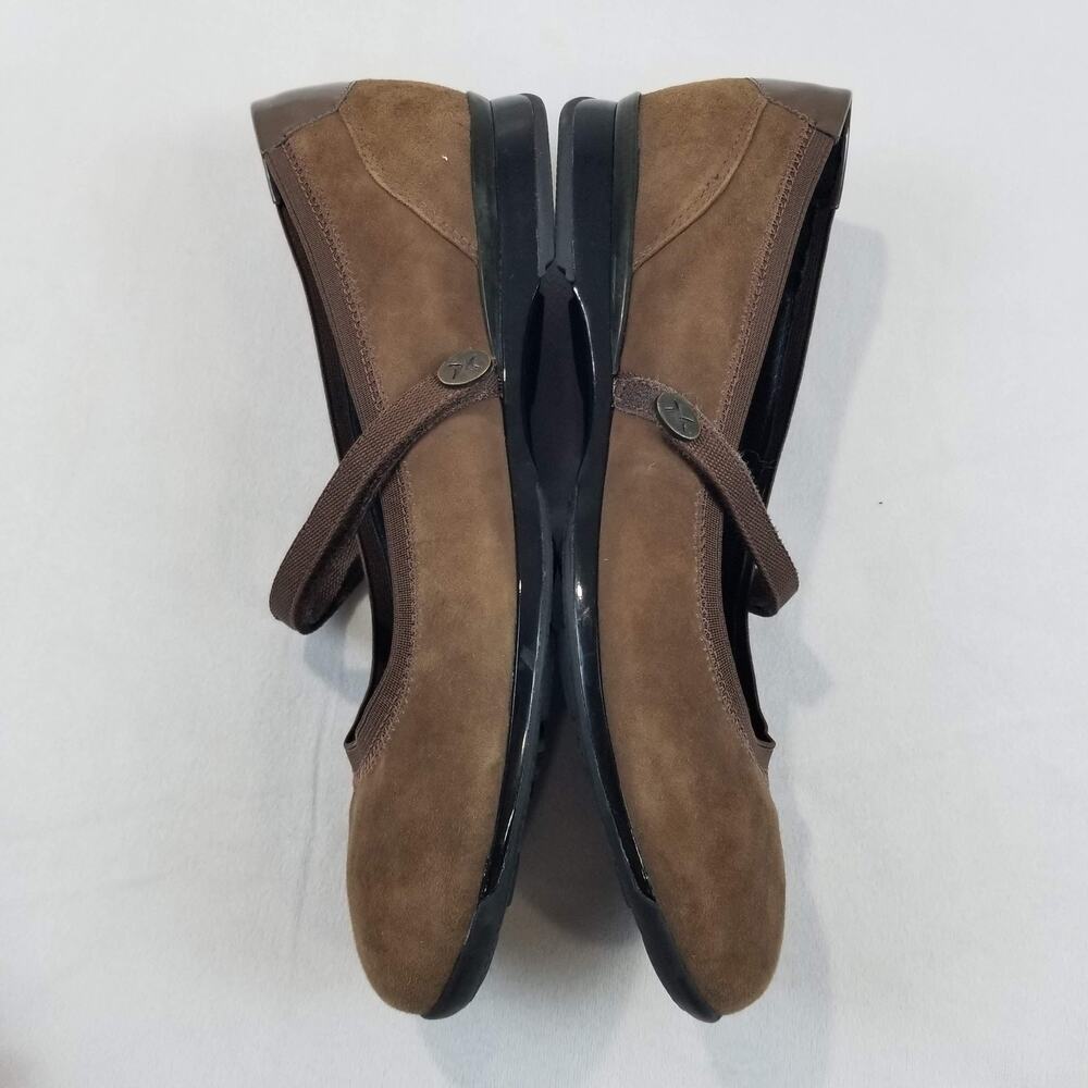 Aetrex Mary Jane Shoes Womens Size 9.5 Brown Suede Leather Flats Strap EE31W - Picture 8 of 11
